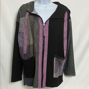 Terra Women’s Size Large Black and Color-block Zip-Up Hoodie Lightweight Jacket